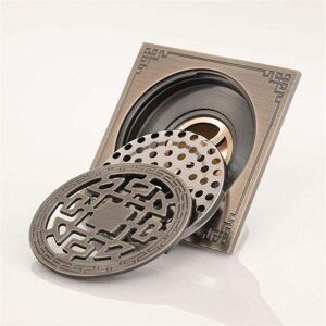 Ymyny - Shower Drain, Square, Brass Shower Drain, 10 x 10, Shower Drain, Bathroom, Anti-Odor, Antique Shower Drain