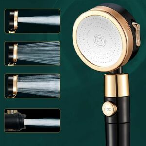Dewdat - Shower Head Anti Limescale Shower Head High Pressure Handheld 3+1 Mode Shower Filter Massage Shower Head One Touch Water Stop - abs - Matte