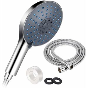 Héloise - Shower Head with 1.5m Shower Hose, Large Size (15cm Diameter) Hand Shower, High Pressure Handheld Shower, 7 Water Saving Modes for Bathroom