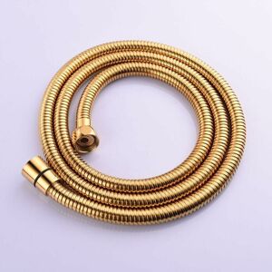 CYSLMUK Shower Hose, 1.5m Gold Anti-Kink Flexible Stainless Steel Shower Hose with Solid Brass Connectors