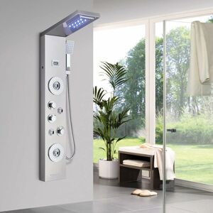 SUGUWORD Shower Panel Tower System Stainless Steel Brushed Nickel Multi-Function Shower Panel with Rainfall Waterfall Shower Massage Jets Tub Spout for