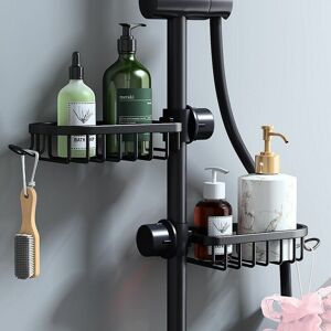 MUMU Shower Shelf and Storage - Set of 2 Stainless Steel Shower Shelves No Drilling, Stainless Steel Telescopic Bathroom Shelf, Shower Support Shelf, Soap