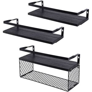 Tonchean - Shower Shelf and Storage,Floating Shelves with Wire Storage Basket,Bathroom Shelves Over Toilet with Metal Railing