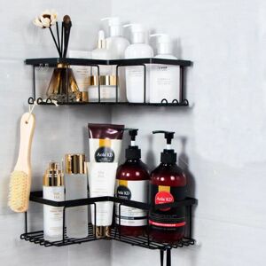 Linghhang - Shower Shelf No Drilling, Corner Bathroom Shelf, Shower Storage for Shampoo Body Wash, Black (2 Pieces Corner Shower Shelf)