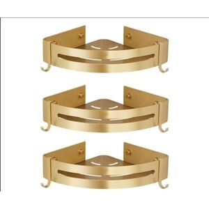 IKODM Shower Shelf No Drilling Corner Bathroom Shelf Starlight Bathroom Shelf (Shiny Sand Gold, 3 Tiers)