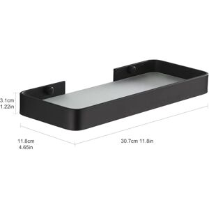Tinor - Shower Shelf No Drilling Wall Mounted Bathroom Shelf Caddy with Storage Organizer Rustproof No Damage Tempered Glass Aluminum Space for
