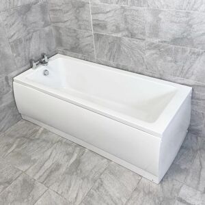 HYDROS Siera 1700 x 700mm Single Ended Bath White Acrylic Straight Bathtub, Without Front Panel-Without End Panel