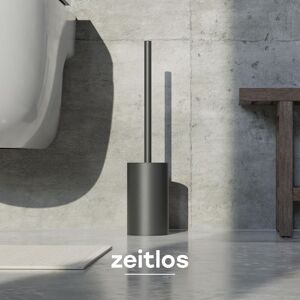 IKODM Silicone and stainless steel toilet brush - Hygienic toilet brush with modern brush holder - Designer toilet brush with splash guard - Toilet brush