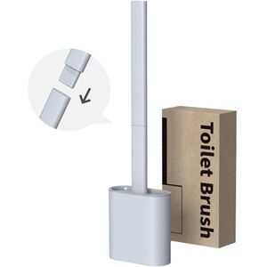 IKODM Silicone Toilet Brush Set - Toilet Brush and Holder, Anti-Drip, Antibacterial, Ventilated Toilet Brush (Grey)
