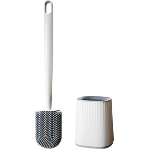 IKODM Silicone Toilet Brush - Toilet Brush and Holder, Anti-Drip, Antibacterial, Ventilated Toilet Brush, Quick Drying, Odorless, Wall/Floor Mounted Toilet