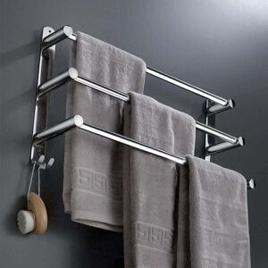Ymyny - Silver, 3 Layers) Stainless Steel Bathroom Towel Holder, Retractable Towel Bars Wall Mounted, Self-Adhesive Tiers No Drilling Required, for