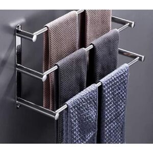 Ikodm - Silver 304 Stainless Steel Wall Mounted Towel Rack, Thick Towel Bar with Hook, Towel Holder for Bathroom