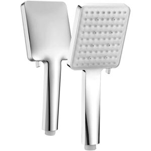 Ikodm - Silver Square Flexible Shower Head with 6 Adjustable Jets, High Pressure Shower Head
