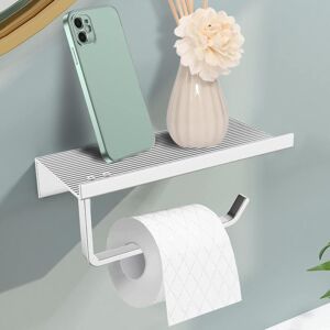 Linghhang - Silver) Wall Mounted Toilet Paper Holder No Drilling, Aluminum Toilet Paper Holder with Spacious Shelves