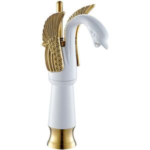 Gotrays - Sink Faucets Bathroom Faucet Sink Faucet Hotel Copper Mixer Taps Hot and Cold Faucets Long, gold and white