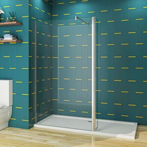 SKY - Bathroom 1000x1950mm Walk in Wet Room Shower enclosure 8mm shower screen EasyClean nano Glass with Flipper Panel