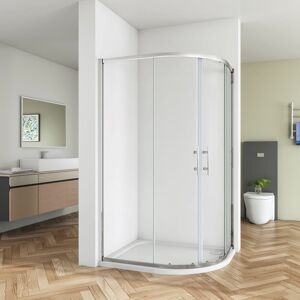 Bathroom Bathroom 900x800mm Quadrant Shower Enclosure Corner Cubicle Door 30mm Stone Tray Free Waste - SKY