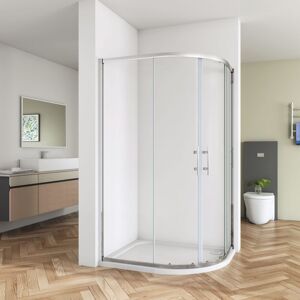 SKY Bathroom 6mm Safety Tempered Glass Quadrant Shower Cubicle Walk in Sliding Shower Door 1200x800x1900mm