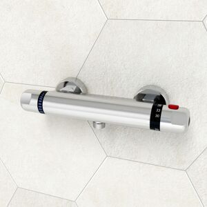 Sky Bathroom - Thermostatic Exposed Bar Shower Mixer Valve Tap Chrome Bottom 1/2' Outlet