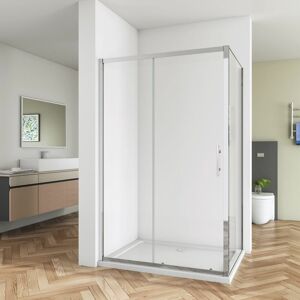 SKY - Bathroom Sliding Shower Door Modern Bathroom 6mm Safety Glass Shower Enclosure Cubicle 1500mm and 760 Panel 1500x760mm Tray Waste Free