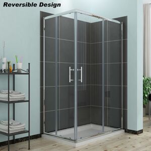 Elegant - 900 x 800 mm Sliding Corner Entry Shower Enclosure Door Cubicle