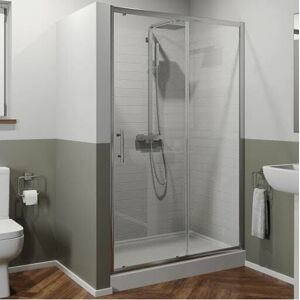 LUXURA Sliding Shower Door 1100x760mm Easy Plumb Tray 6mm Safety Glass Bathroom Modern - Clear
