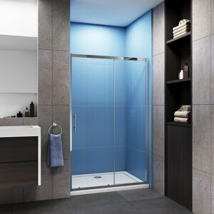 Biubiubath - 1600mm Sliding Shower Door Reversible Bathroom Shower Enclosure Cubicles with 1600x760mm Stone Tray Free Waste