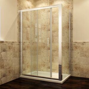 Sliding Shower Enclosure 6mm Glass Reversible Cubicle Door Screen Panel with Shower Tray and Waste + Side Panel 1000 x 800 mm - Elegant