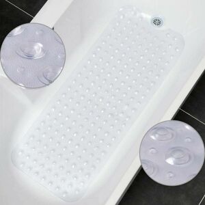 HOOPZI Slip Bath Mat 30% Extra Long Bath Mat Bathtub Mat Shower Mat with 200 Suction Cups,40.5 x 101cm/16 x 40 in (Transparent Green)