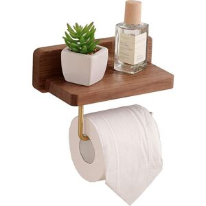 NEIGE Snow Wooden Toilet Paper Holder with Shelf Self Adhesive Wall Mounted Toilet Paper Holder for Bedroom