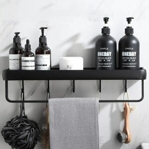 NEIGE SnowNo Drilling Shower Shelf Bathroom Rack with Towel Rack Aluminum Hook Storage Rack for Shower and Kitchen Set 1 Piece Black