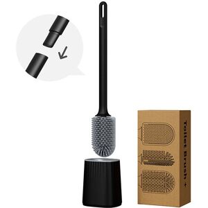 Sollbry - 1 Set Bathroom Holder, Soft tpr Brush Head, pp Handle, Detachable Wall Mount (Black, 41 x 10.2 x 7.7cm)