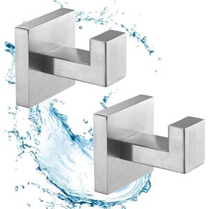 2pcs Brushed Bathroom Hooks, Bath Towel Hooks, Home Wall Hooks, Coat Hooks, Stainless Steel - Sollbry