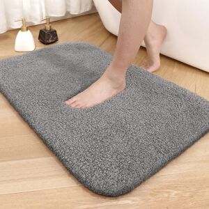 Bath Mat 40 x 60 cm, Non-Slip Absorbent Bathroom Mat, Bathroom Rug, Soft Shower Mat, Machine Washable Microfiber for Bathroom, Toilet (Grey) - Sollbry