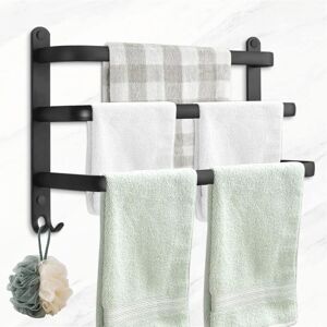 Sollbry - Bath Towel Rack 3 Tier Ladder Towel Holder Aluminum Towel Rack Adhesive Towel Storage Shelf Wall Mounted Towel Rod Space Saving for
