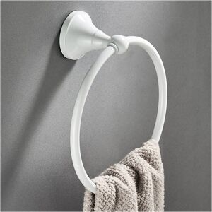 Sollbry - Brass Towel Ring, White Finish, Bathroom Accessories Hanging Holder, Wall Mounted