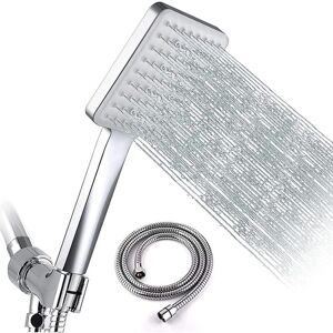 Sollbry - High pressure handheld shower head for multiple sprays. Lightweight, low profile rectangular shower head. Stainless steel hose and