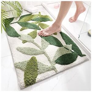 SOLLBRY Non Slip Bath Mat, Durable Water Absorbent Bathroom Rug with Non Slip Bath Mat for Bathroom Floor, Machine Washable, Soft Comfortable Doormat, Green