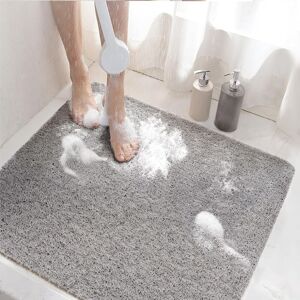 Non Slip Shower Mat, 60x60cm Non Slip Bathtub Mat with Drain, Soft pvc Loofah Bath Mat for Bathroom, Quick Drying, Grey - Sollbry