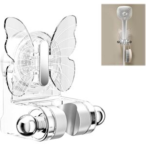 Sollbry - One-Piece Shower Holder with Suction Cup, Shower Head Holder, Hand Shower Bracket, Wall Mounted, Creative Butterfly Shape, No Drilling