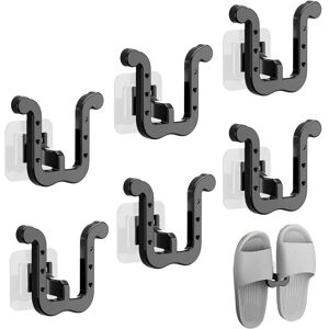 Sollbry - Pack Slipper Holders, Wall Mounted Slipper Holder for Bathroom Kitchen, Self Adhesive Slipper Rack (6pcs Black)