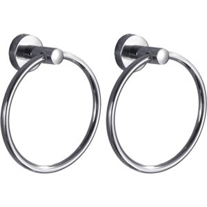 Sollbry - Pack Stainless Steel Bath Towel Hanging Rings, Metal Towel Holder, Bathroom Wall Hooks, Round Hanging Rings for Bathroom, Kitchen