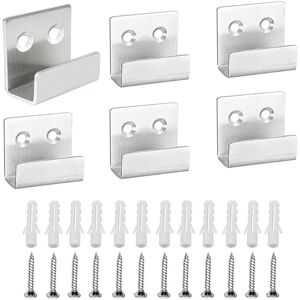 SOLLBRY Pcs Stainless Steel Mirror Hooks, Heavy Duty Wall Hooks Silver, Wall Mounted Tile Hook, with 12 Fixed Screws, for Kitchen Bathroom Garage (Large)