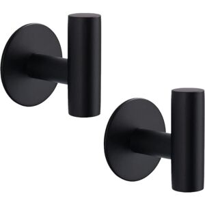 SOLLBRY Pieces Bathroom Wall Mounted Adhesive Hooks Strong Load Stainless Steel No Drilling Towel Holder Anti-Rust Wall Hooks for Kitchen Toilet Garage,Black
