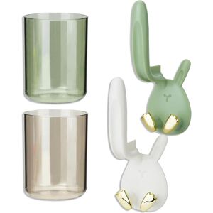 Sollbry - Pieces Toothbrush Holder, Rabbit Ear Electric Toothbrush Holder with 2 Oral Rinse Cups, Wall Mounted Toothbrush Holder for Bathroom Kitchen