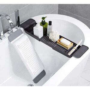 Sollbry - Set of 2 Adjustable Bathtub Trays - Bathtub Table Tray (1 White Holder + 1 Black Holder)