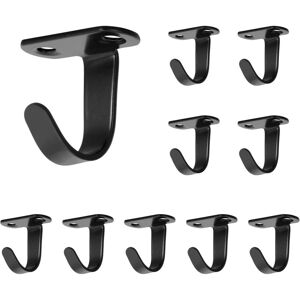 SOLLBRY Stainless Steel Screw Ceiling Hooks, Under Shelf Towel/Robe Hooks, Heavy Duty Hooks for Bathroom, Kitchen, Closet, Garage, 10 Pack (Matte Black)