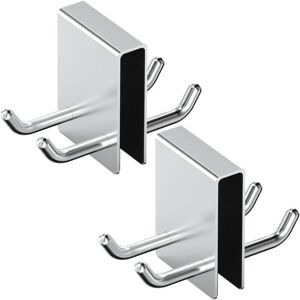 Sollbry - Stainless Steel Shower Hooks No Drilling, Set of 2 Towel Hooks with Sponge Protection Silver
