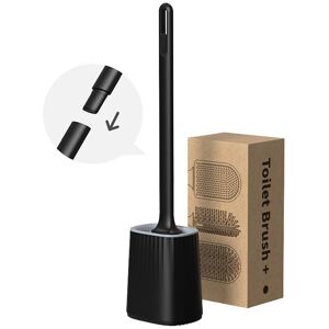 Sollbry - Toilet Brush and Holder, Long Handle Wall-mounted Toilet Brush Set, Silicone Brush Head, Ventilation, Quick Drying, Bathroom (Color : Black)