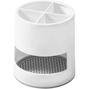 Sollbry Toothbrush Holder with 4 Compartments, Electric Toothbrush Storage Rack Multifunctional Toothbrush Storage Jar for Bathroom and Kitchen White